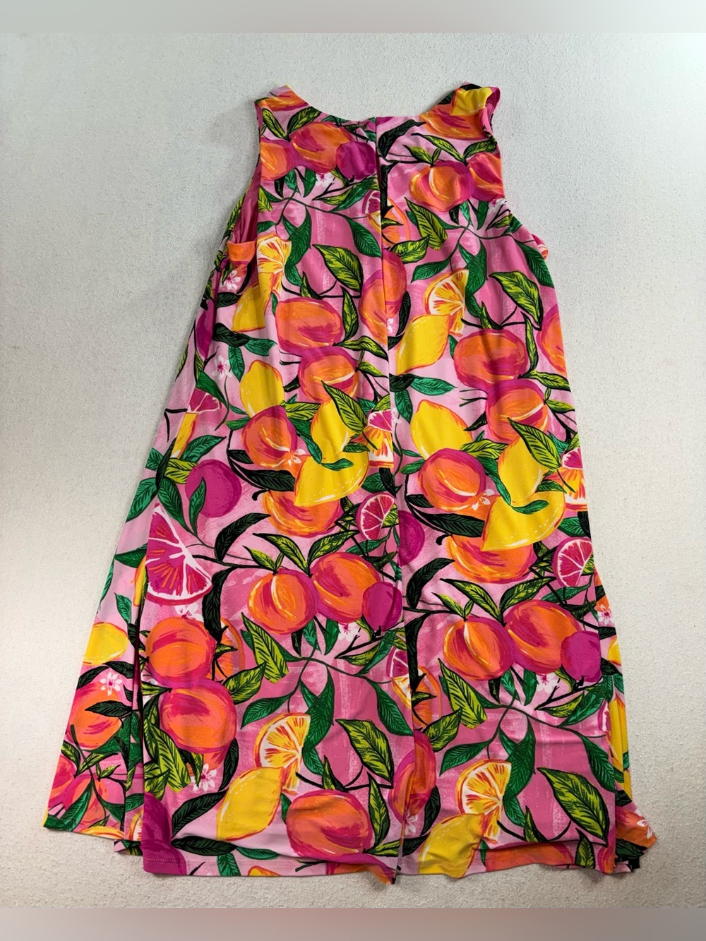 Cappagallo Pink Citrus Fruit Print Sleeveless Swing Dress Women’s Large L - Picture 3 of 8